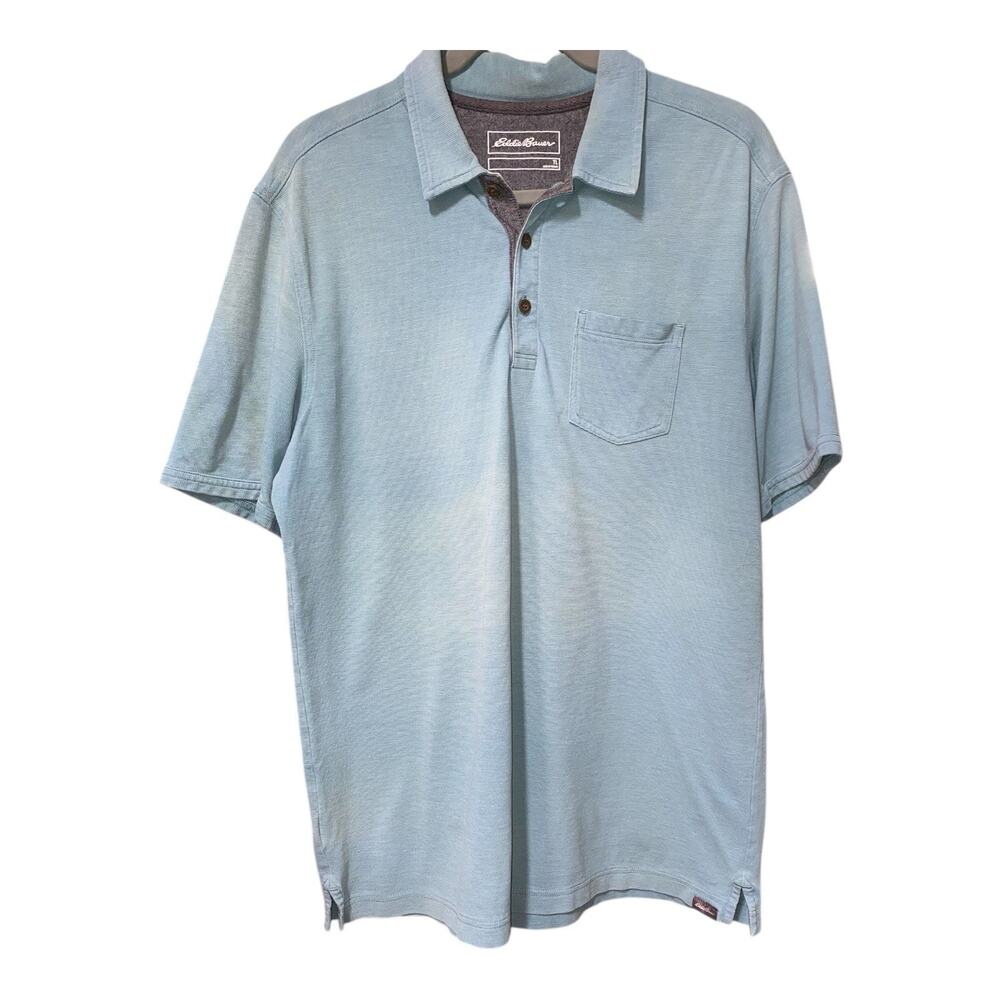 Eddie Bauer Polo Men's Size‎ LT Blue Short Sleeve